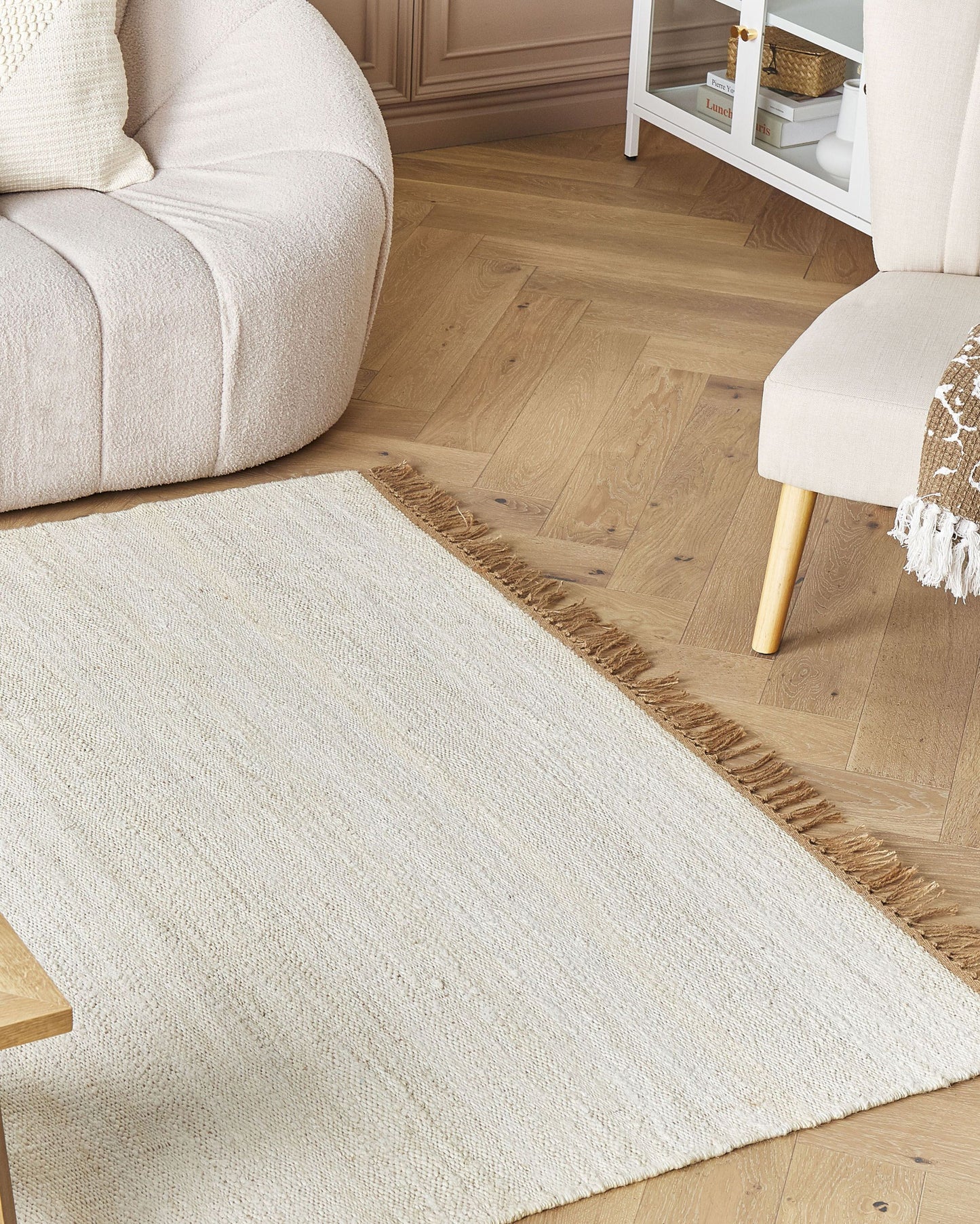 Teppich Jute hellbeige 160 x 230 cm Kurzflor zweiseitig LUNIA
