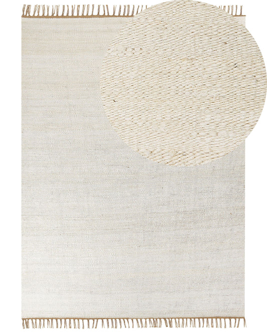 Teppich Jute hellbeige 160 x 230 cm Kurzflor zweiseitig LUNIA