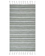 Outdoor Teppich dunkelgrün / weiss 80 x 150 cm Streifenmuster Kurzflor BADEMLI