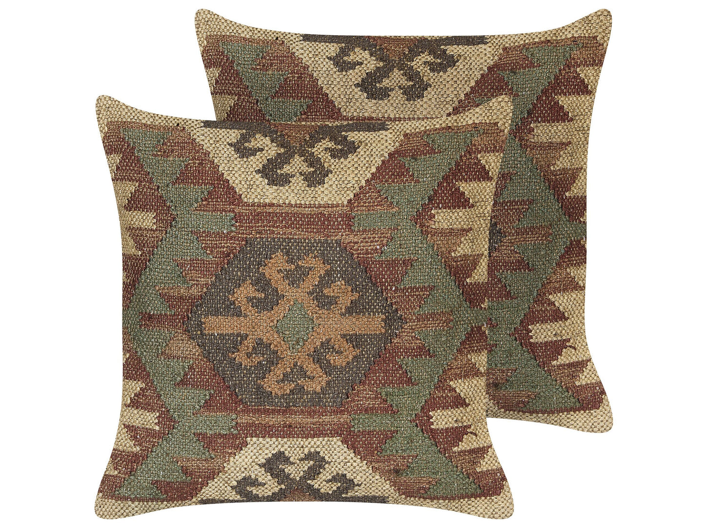 Dekokissen 2er Set CUMBUM Jute 45 x 45 cm Braun Orientalisches Muster