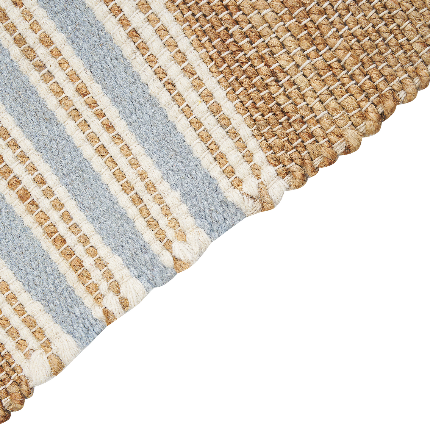 Teppich Jute beige / hellblau 160 x 230 cm Streifenmuster Kurzflor zweiseitig MIRZA