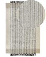 Teppich Wolle beige / schwarz 140 x 200 cm Kurzflor DIVARLI