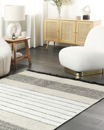 Teppich Wolle beige / schwarz 160 x 230 cm Kurzflor YAZLIK