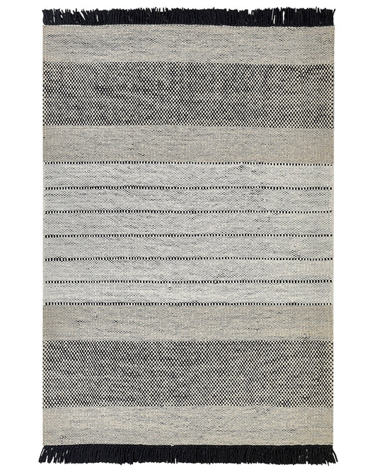 Teppich Wolle beige / schwarz 160 x 230 cm Kurzflor YAZLIK
