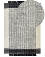 Teppich Wolle schwarz / cremeweiss 160 x 230 cm Kurzflor KETENLI