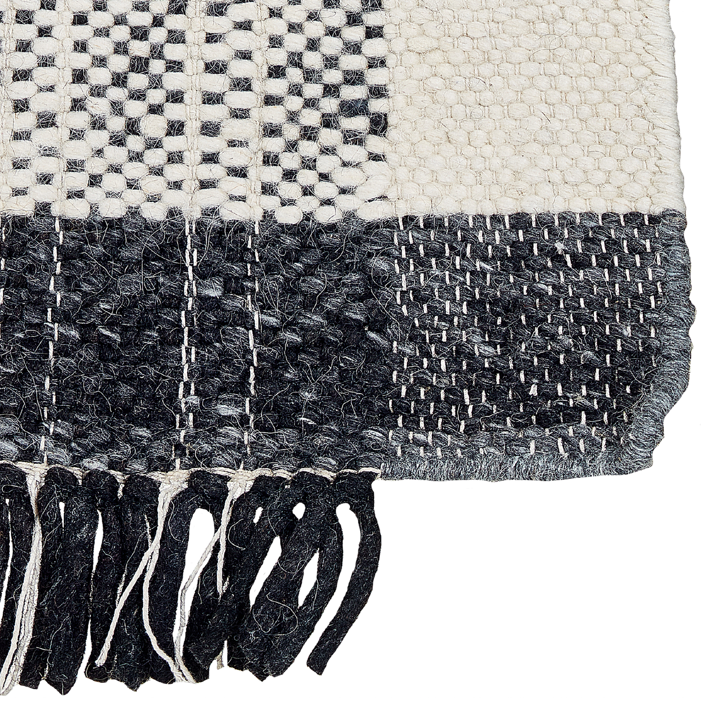 Teppich Wolle schwarz / cremeweiss 160 x 230 cm Kurzflor KETENLI