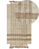 Teppich Jute sandbeige 80 x 150 cm geometrisches Muster Kurzflor ORTAOBA