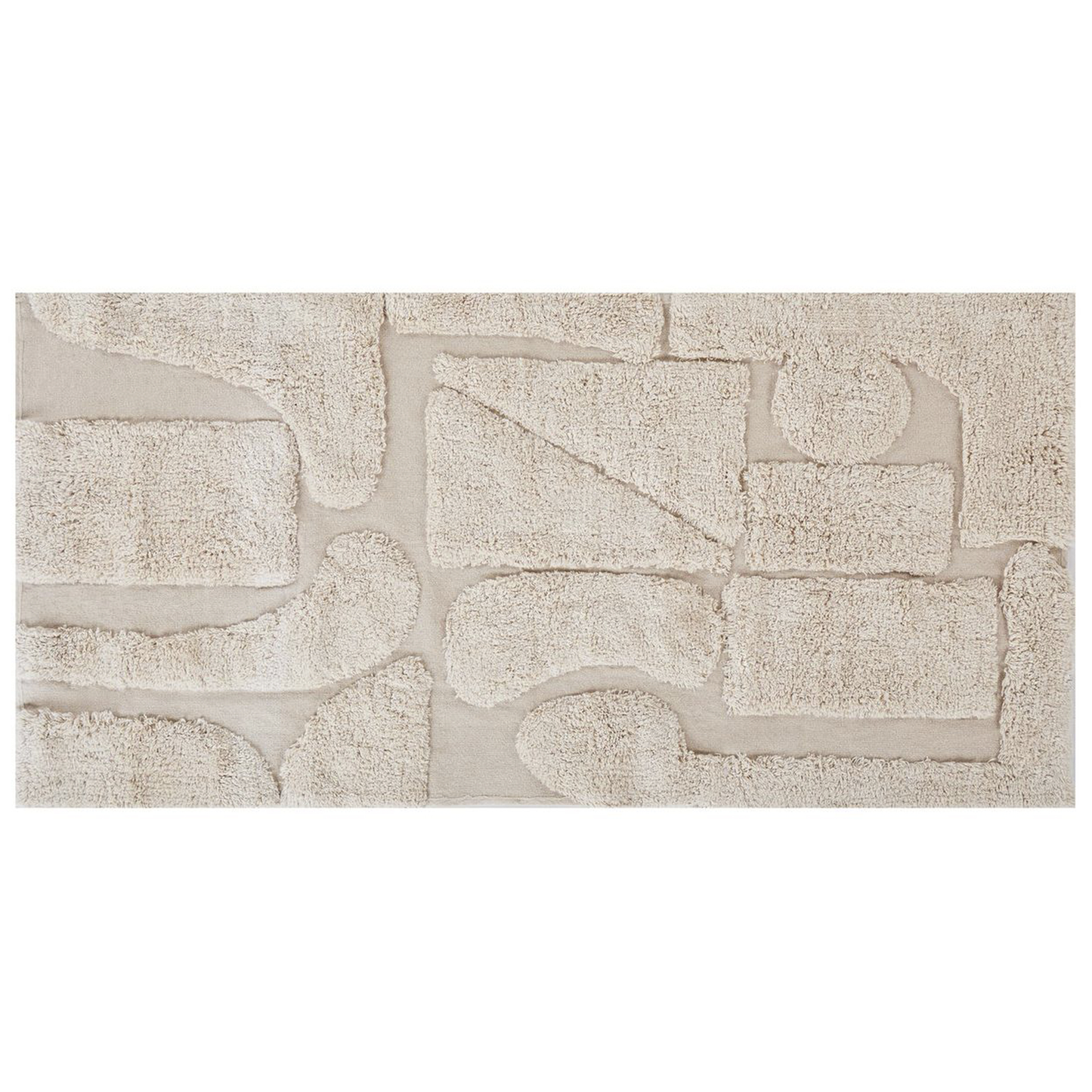 Teppich Baumwolle beige 80 x 150 cm abstraktes Muster Kurzflor DIYADIN