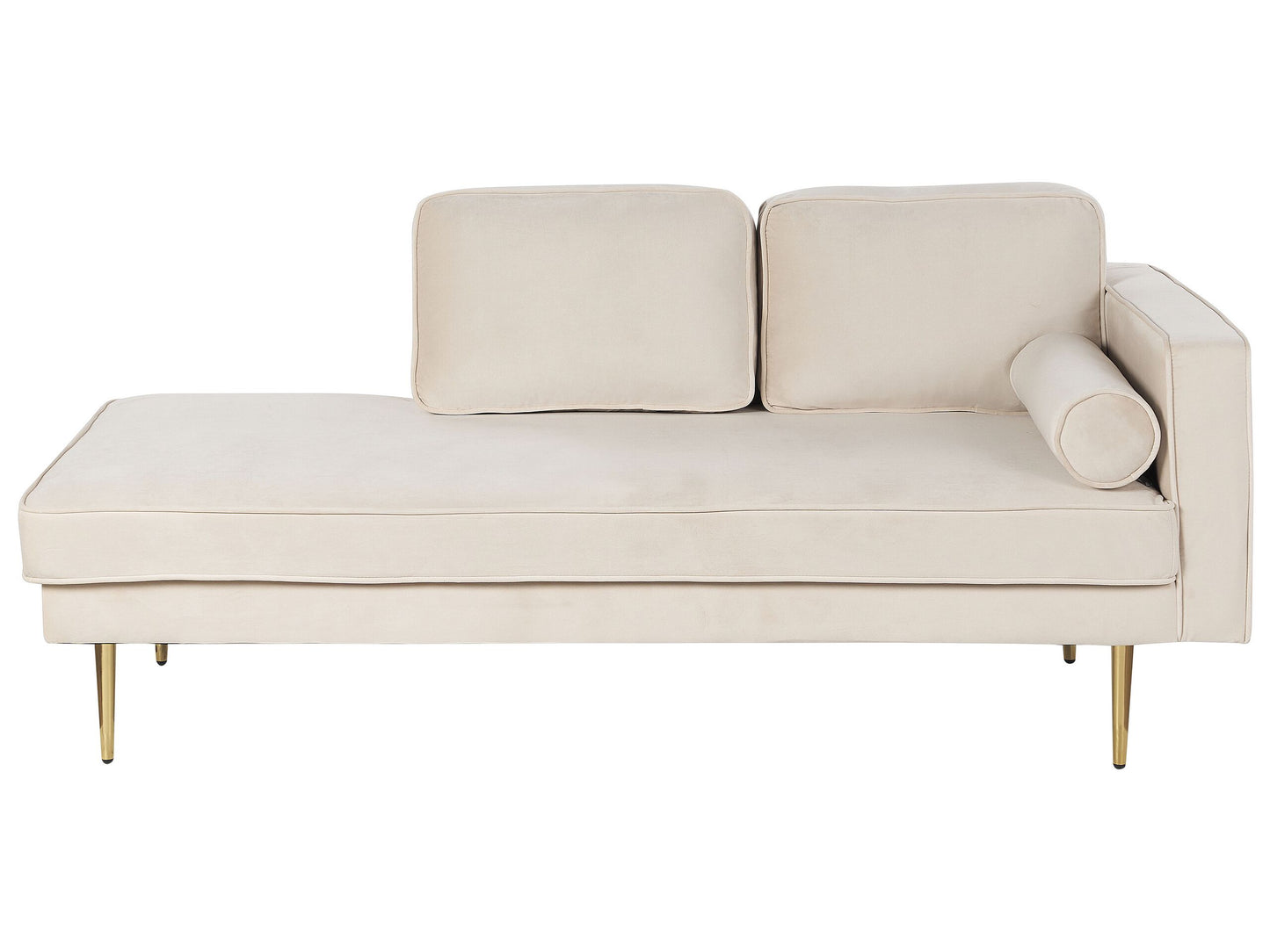 Chaiselongue Samtstoff beige rechtsseitig MIRAMAS