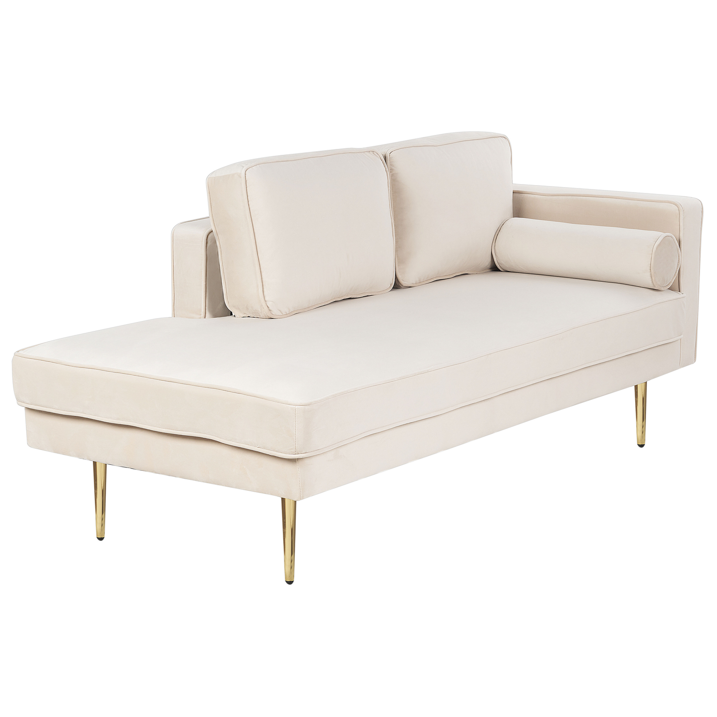 Chaiselongue Samtstoff beige rechtsseitig MIRAMAS