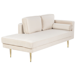 Chaiselongue Samtstoff beige rechtsseitig MIRAMAS