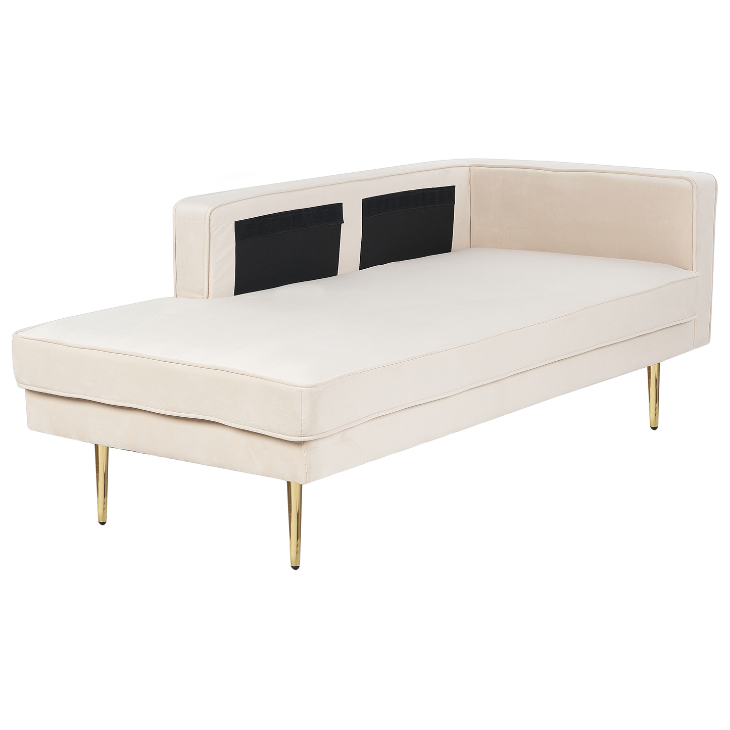 Chaiselongue Samtstoff beige rechtsseitig MIRAMAS