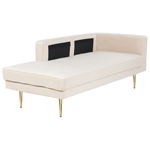 Chaiselongue Samtstoff beige rechtsseitig MIRAMAS