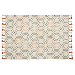 Teppich Baumwolle beige / orange 140 x 200 cm geometrisches Muster Kurzflor HAJIPUR