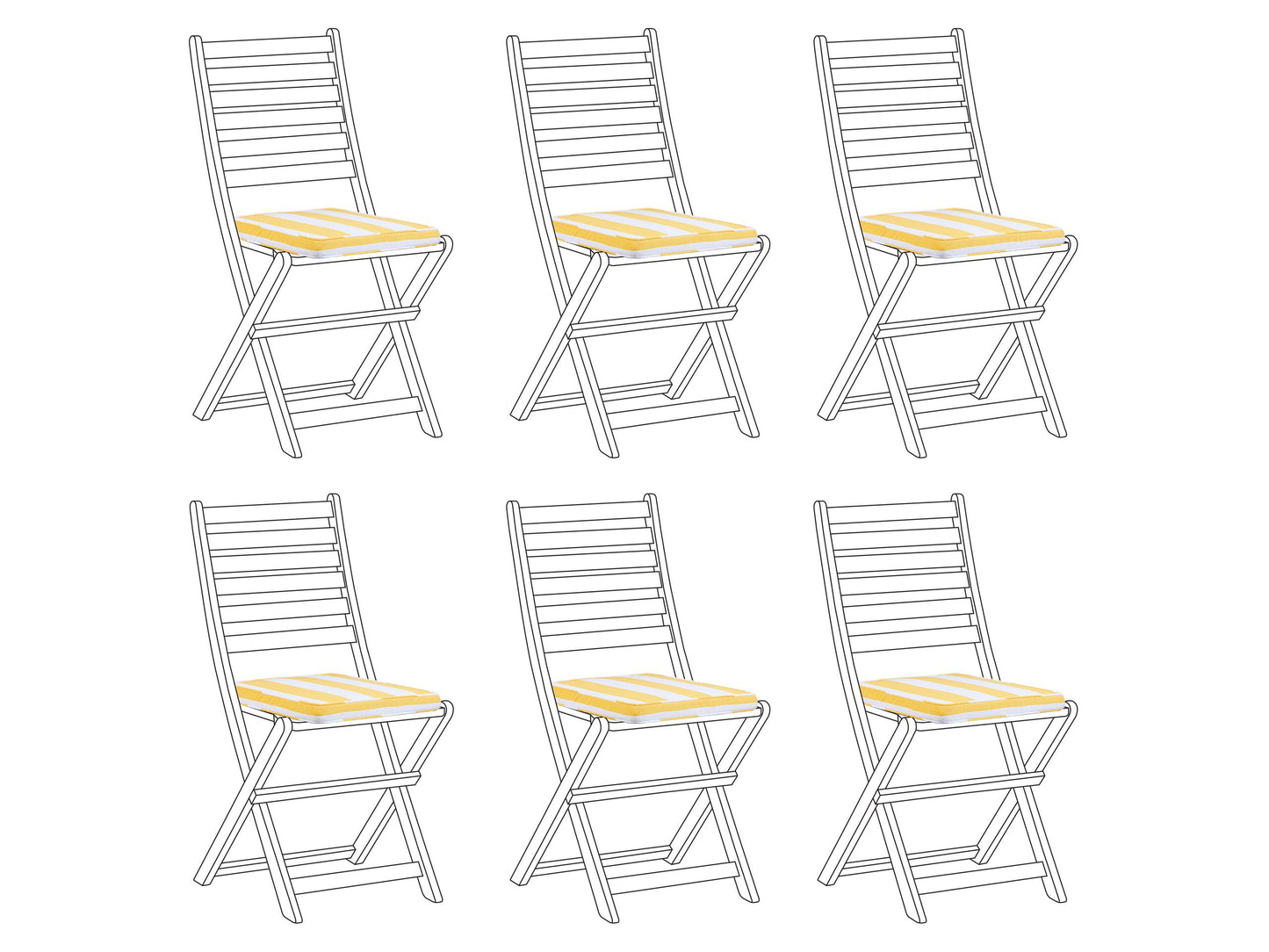 Gartenstuhlkissen 6er Set TOLVE 39 x 31 cm Gelb