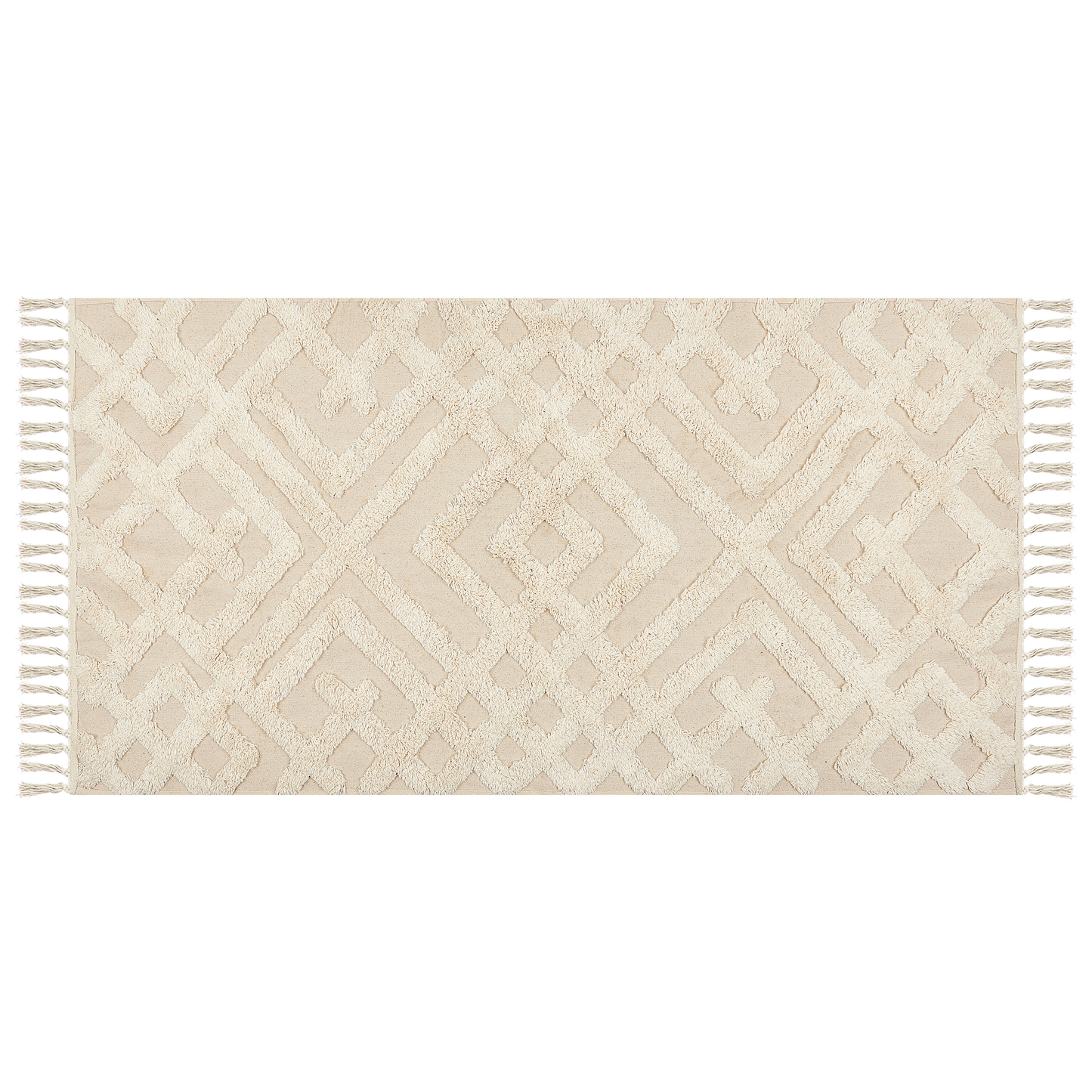 Teppich Baumwolle hellbeige 80 x 150 cm geometrisches Muster Kurzflor ARDAHAN