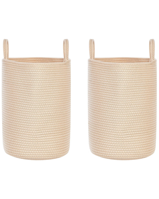 Textilkorb Baumwolle hellbeige ⌀ 34 cm 2er Set SARYK