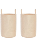Textilkorb Baumwolle hellbeige ⌀ 34 cm 2er Set SARYK