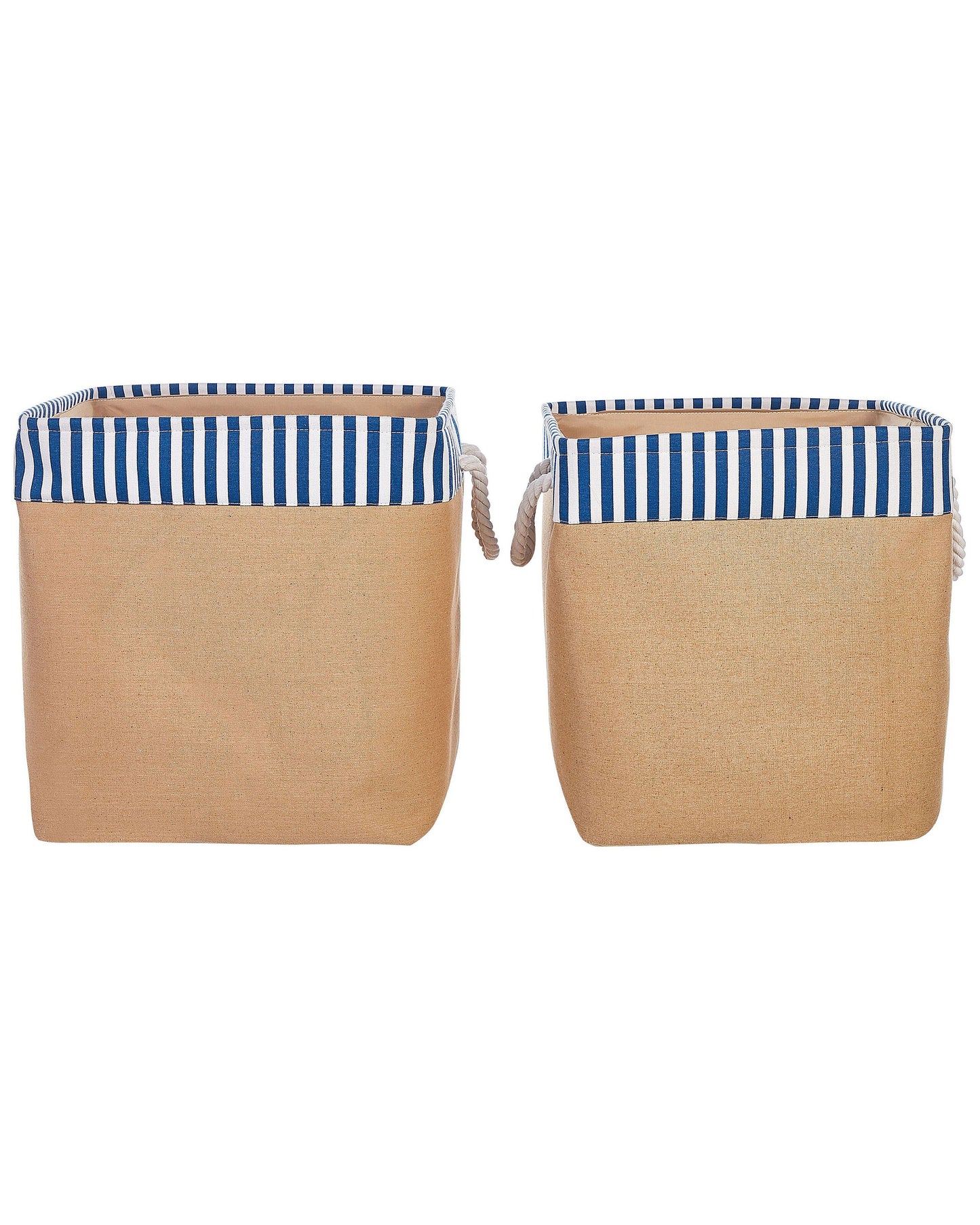 Textilkorb beige Streifenmuster 2er Set TUGUL