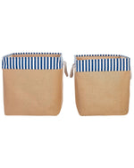Textilkorb beige Streifenmuster 2er Set TUGUL
