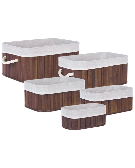 Aufbewahrungskorb Bambusholz dunkelbraun 5er Set TALPE
