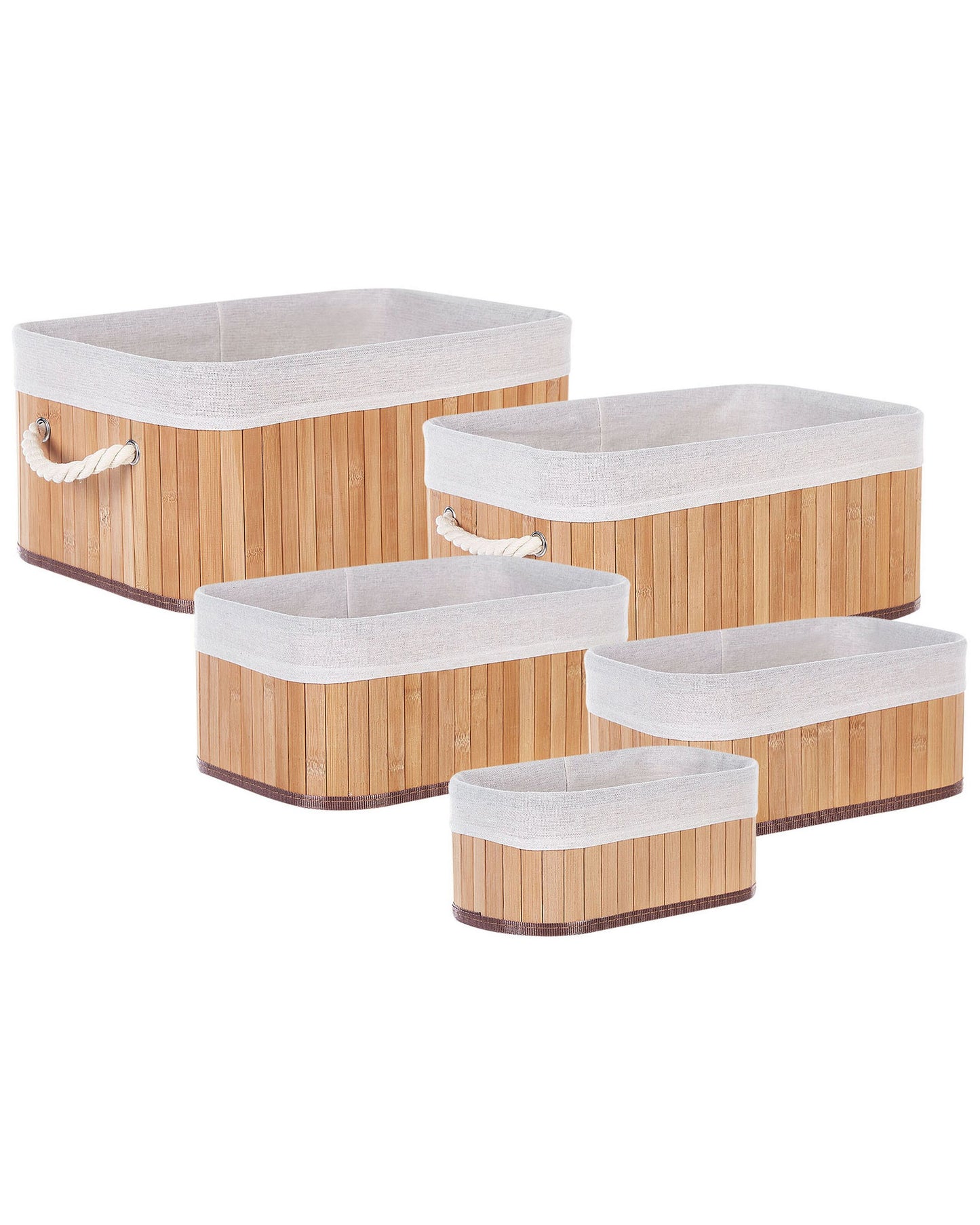 Aufbewahrungskorb Bambusholz hellbraun 5er Set TALPE