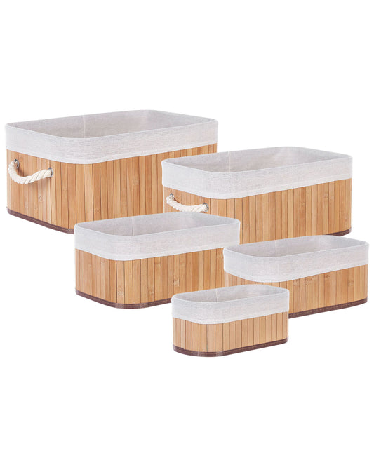 Aufbewahrungskorb Bambusholz hellbraun 5er Set TALPE