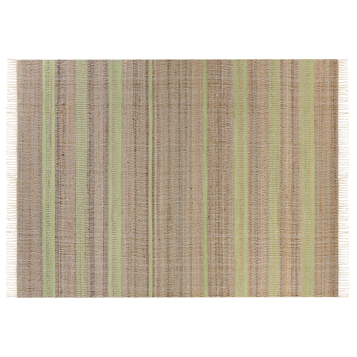 Teppich Jute beige / hellgrün 160 x 230 cm Streifenmuster Kurzflor zweiseitig TALPUR