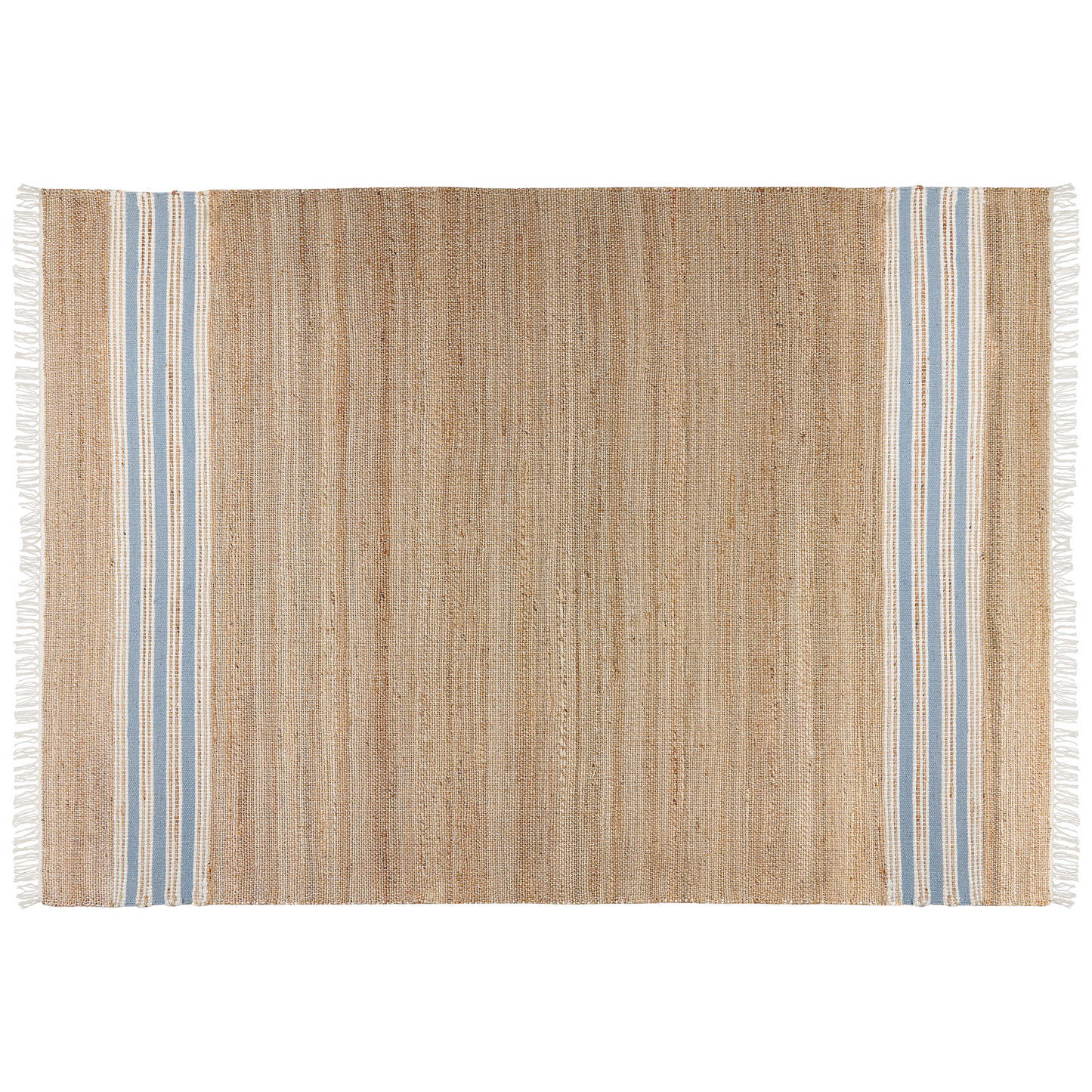 Teppich Jute beige / hellblau 160 x 230 cm Streifenmuster Kurzflor zweiseitig MIRZA