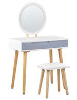 Schminktisch mit Spiegel und Hocker JOSSELIN LED Weiss