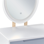 Schminktisch mit 1 Schublade, LED-Spiegel und Hocker weiss/grau VESOUL