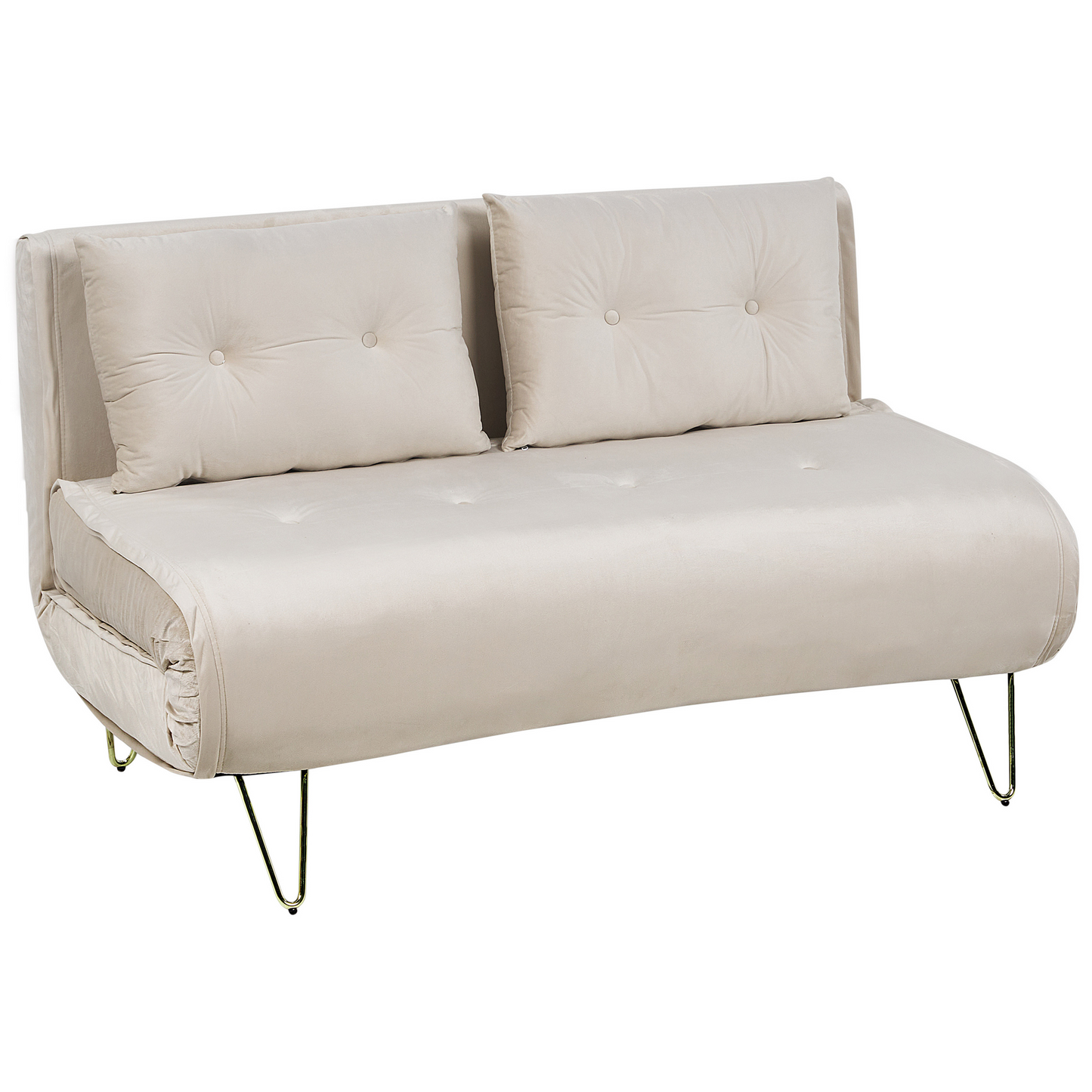 2-Sitzer Schlafsofa Samtstoff hellbeige VESTFOLD