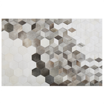Teppich Kuhfell grau / weiss 140 x 200 cm geometrisches Muster Kurzflor SASON