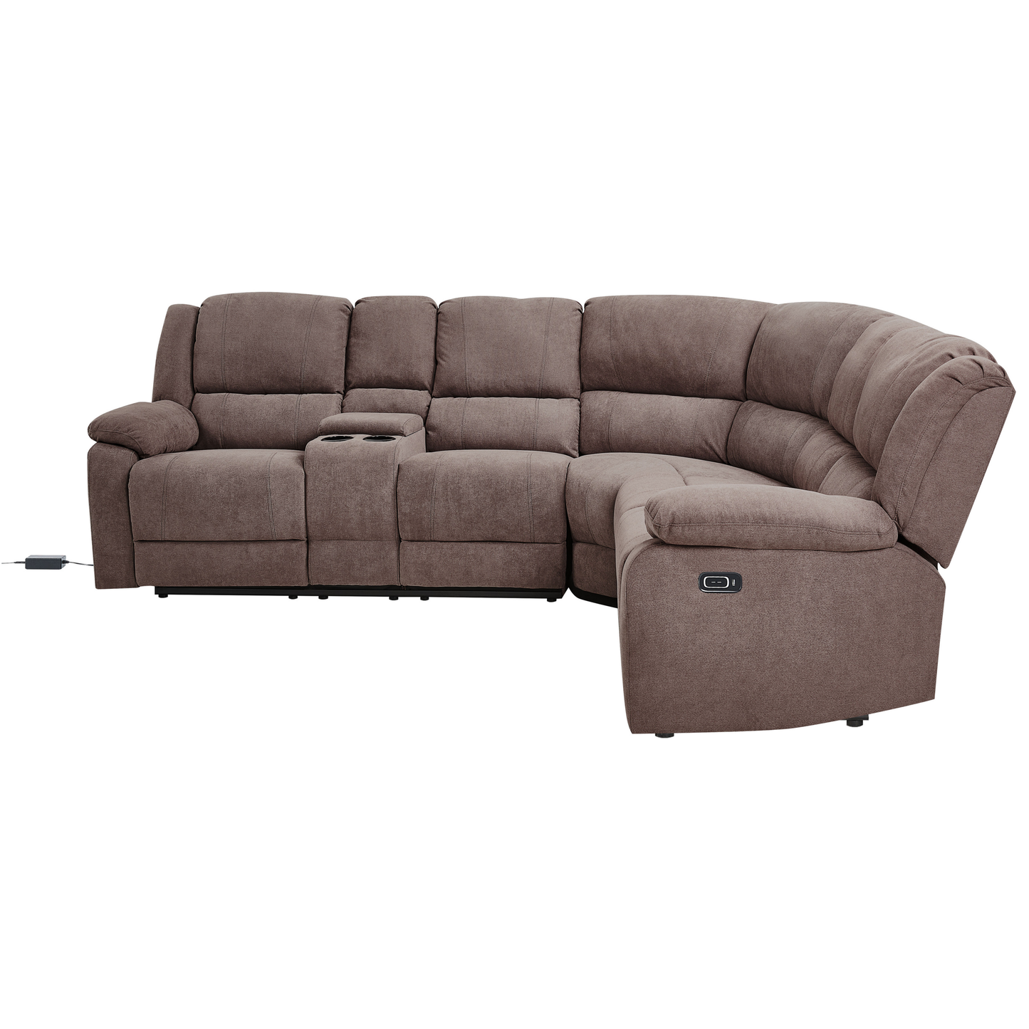 5-Sitzer Ecksofa Stoff elektrisch verstellbar USB-Port taupe ROKKE