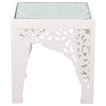 Beistelltisch 2er Set Glas weiss quadratisch AMADPUR