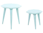 Beistelltisch 2er Set Mangoholz hellblau achteckig KANRI