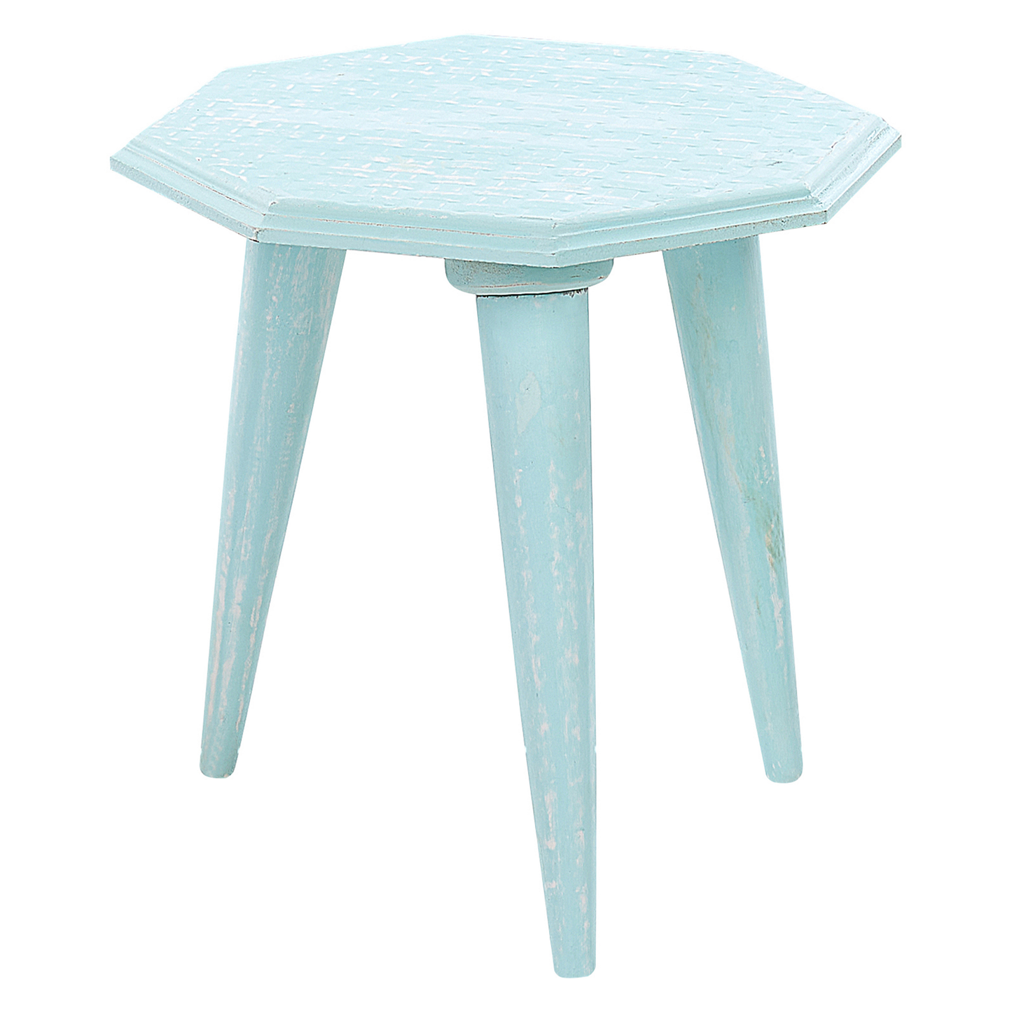 Beistelltisch 2er Set Mangoholz hellblau achteckig KANRI