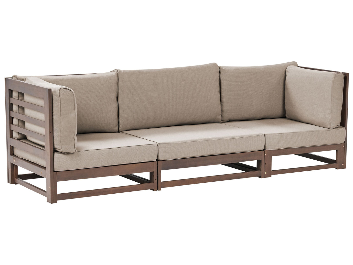 Gartensofa 3-Sitzer TRANI modular zertifiziertes Akazienholz Dunkelbraun
