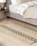 Teppich Jute beige 80 x 150 cm geometrisches Muster Kurzflor SOGUT