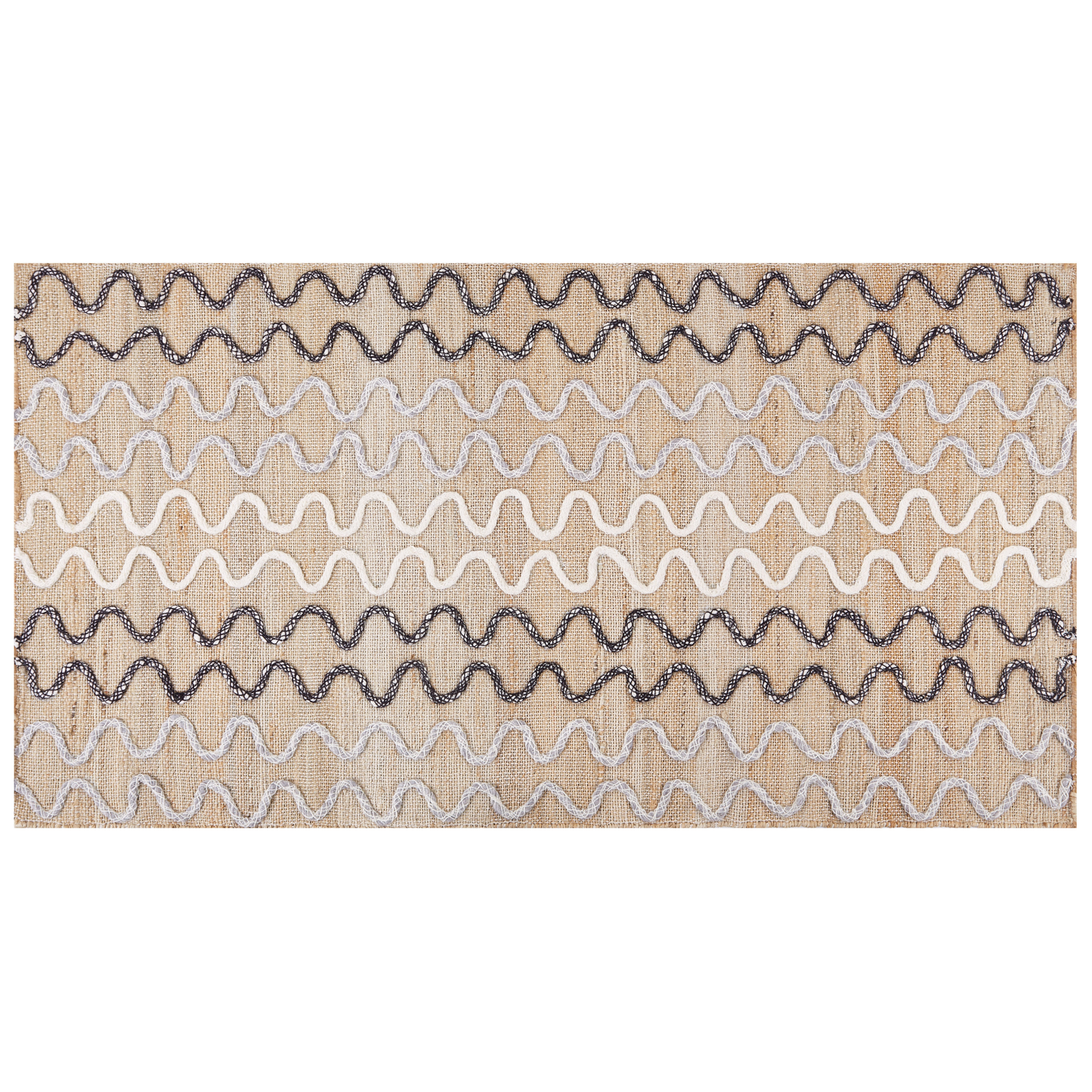 Teppich Jute beige 80 x 150 cm geometrisches Muster Kurzflor SOGUT
