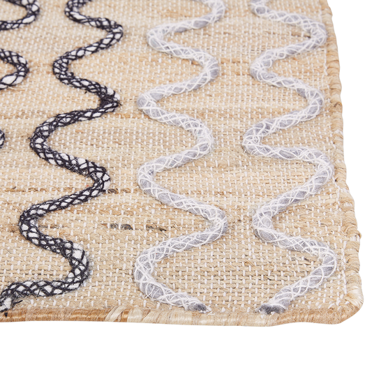 Teppich Jute beige 80 x 150 cm geometrisches Muster Kurzflor SOGUT