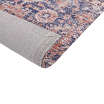 Teppich Baumwolle rot / blau 80 x 300 cm orientalisches Muster Kurzflor KURIN