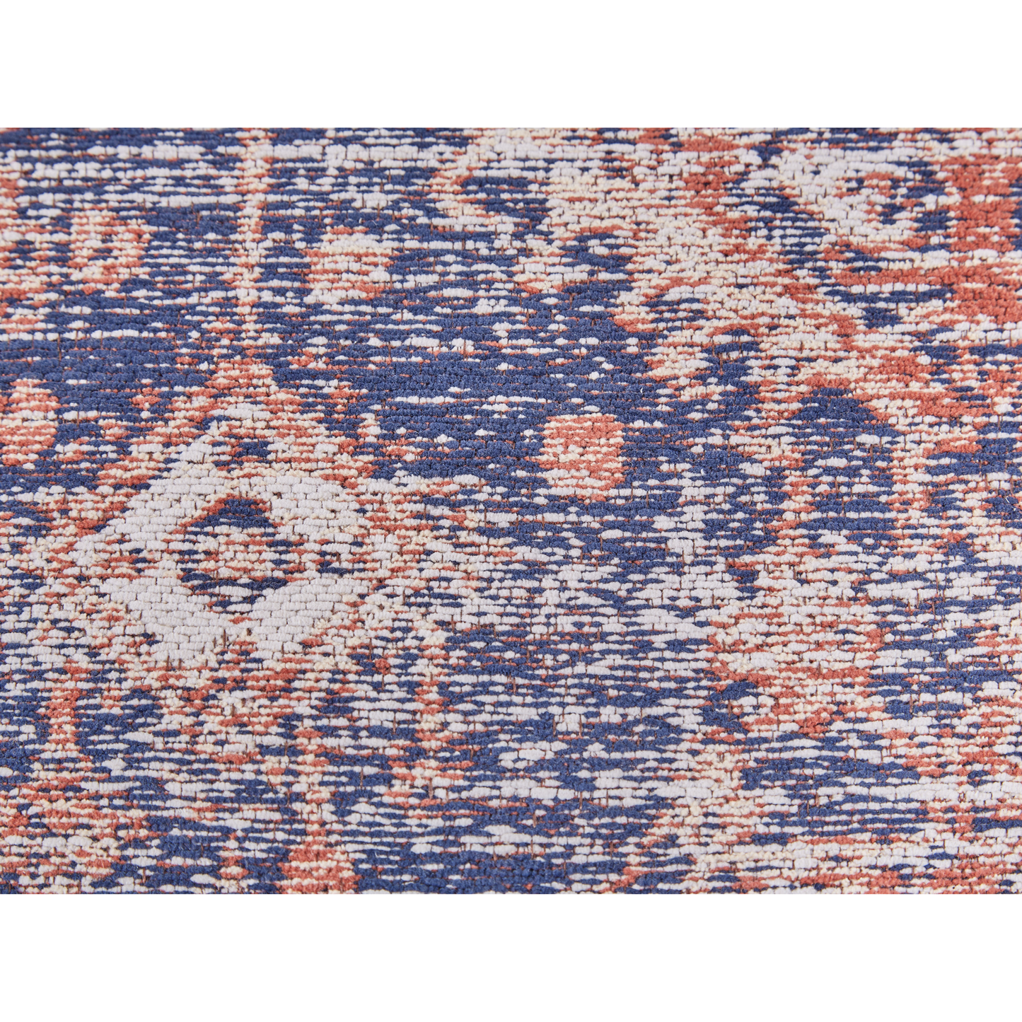 Teppich Baumwolle rot / blau 80 x 300 cm orientalisches Muster Kurzflor KURIN