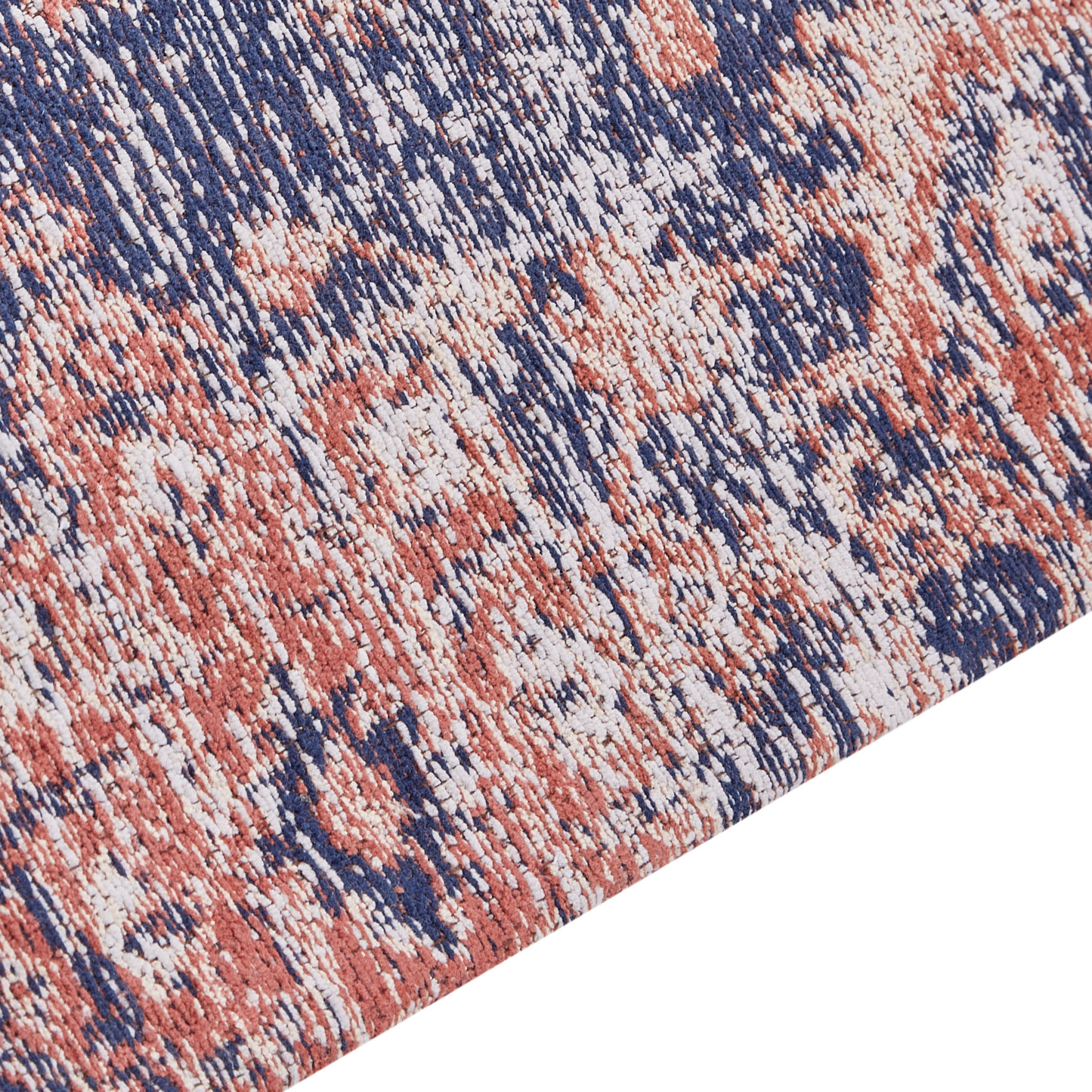 Teppich Baumwolle rot / blau 80 x 300 cm orientalisches Muster Kurzflor KURIN