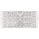 Teppich Wolle weiss / schwarz geometrisches Muster 80 x 150 cm Kurzflor ALKENT