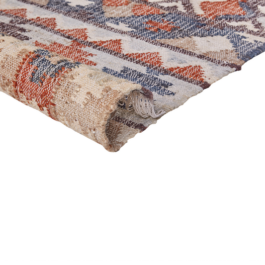 Teppich Jute mehrfarbig 80 x 150 cm geometrisches Muster Kurzflor KALFA