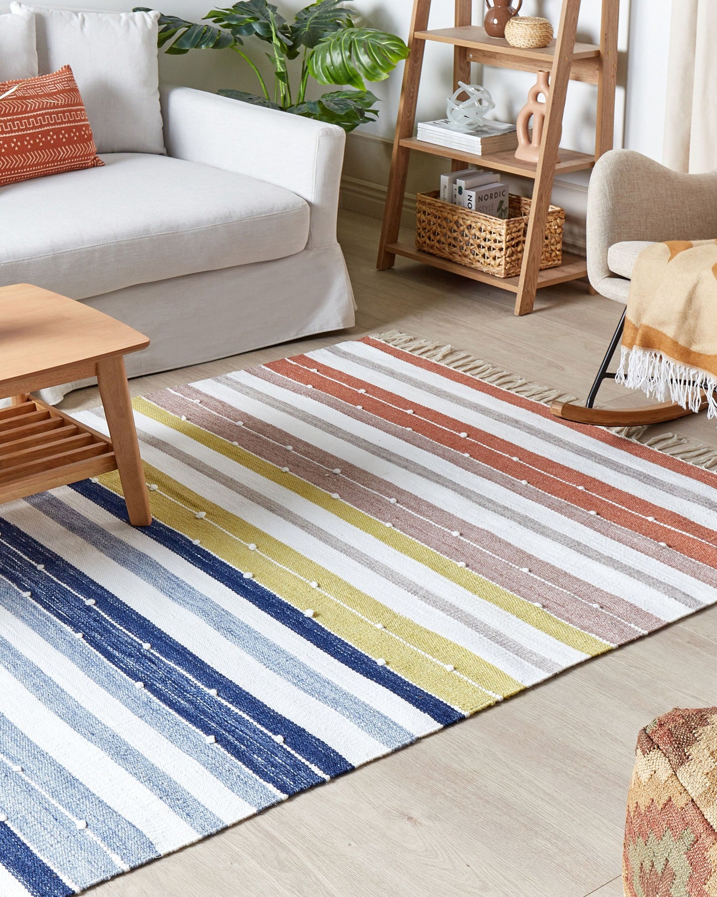 Outdoor Teppich mehrfarbig 160 x 230 cm Streifenmuster Kurzflor TOZAKLI