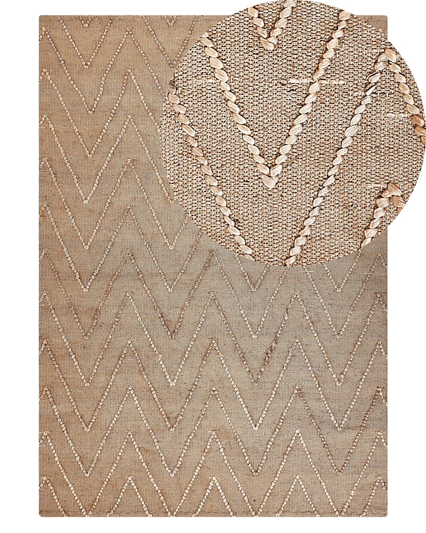Teppich Jute beige geometrisches Muster 140 x 200 cm Kurzflor DADAY