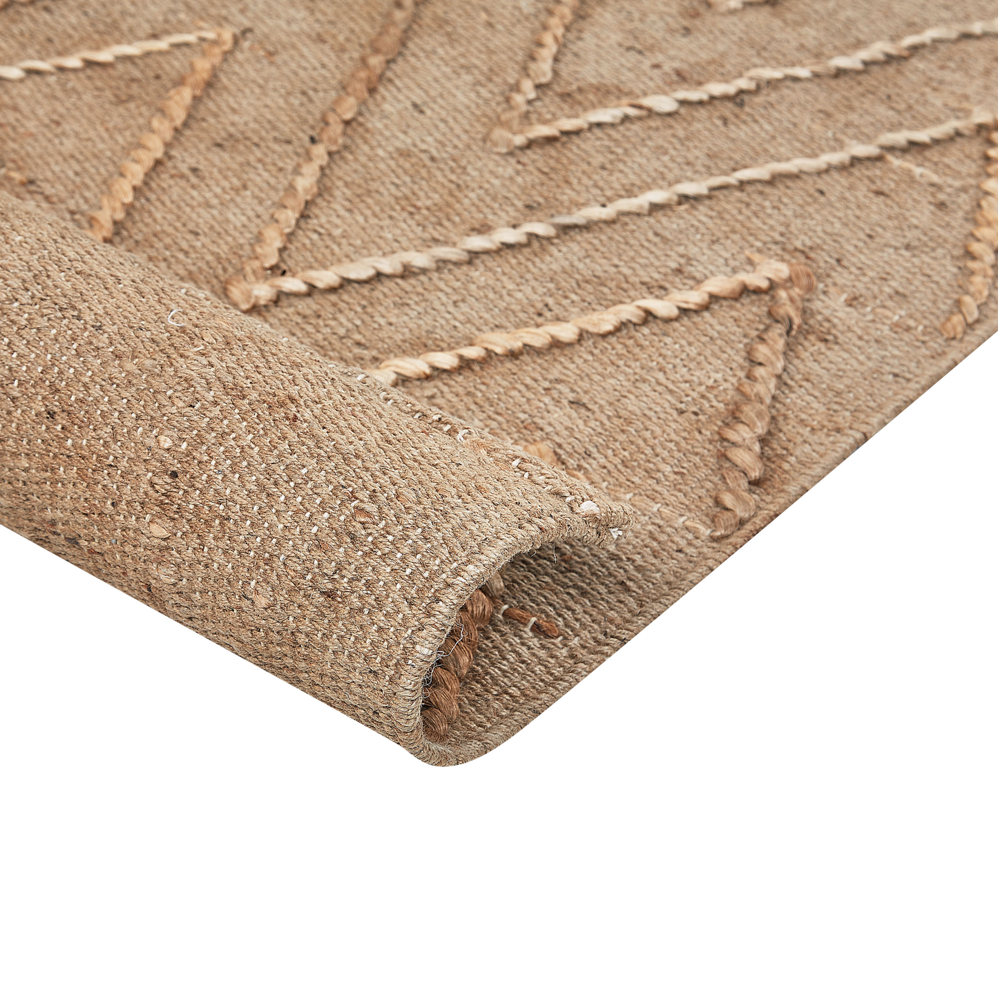 Teppich Jute beige geometrisches Muster 140 x 200 cm Kurzflor DADAY