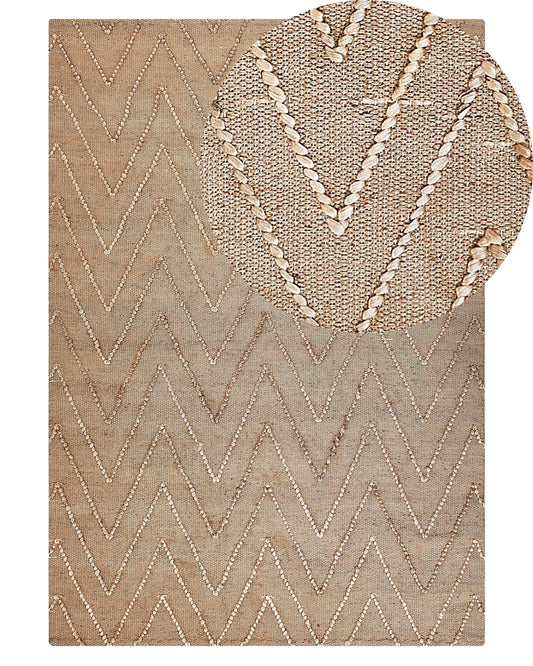 Teppich Jute beige geometrisches Muster 160 x 230 cm Kurzflor DADAY